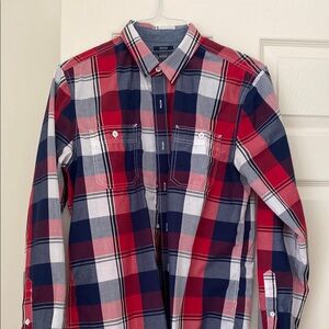 American Rag Red and Blue Casual Button Down Shirt